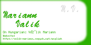 mariann valik business card